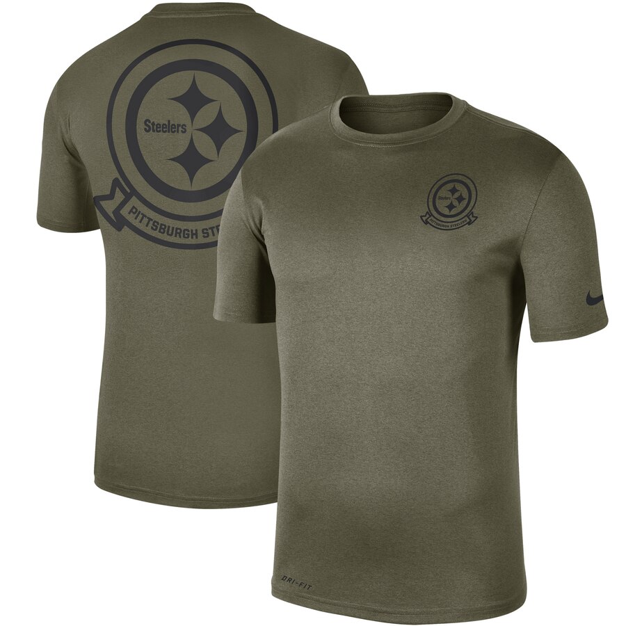 Men's Pittsburgh Steelers Nike Olive 2019 Salute To Service Sideline Seal Legend Performance T-Shirt Men's Pittsburgh Steelers Nike Olive 2019 Salute To Service Sideline Seal Legend Performance T-Shirt