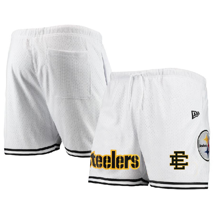 Men's Pittsburgh Steelers Pro White Black Shorts Men's Pittsburgh Steelers Pro White Black Shorts