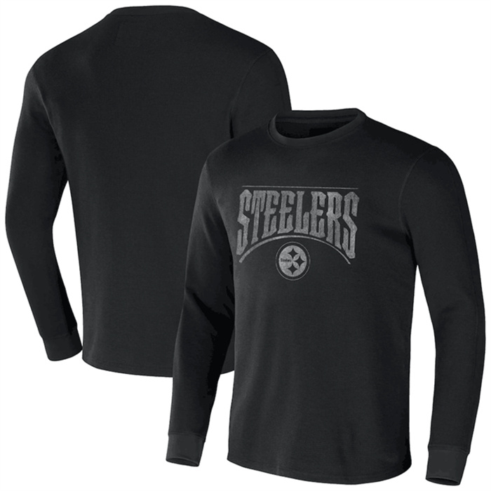 Men's Pittsburgh Steelers X Darius Rucker Collection Black Long Sleeve Thermal T-Shirt Men's Pittsburgh Steelers X Darius Rucker Collection Black Long Sleeve Thermal T-Shirt
