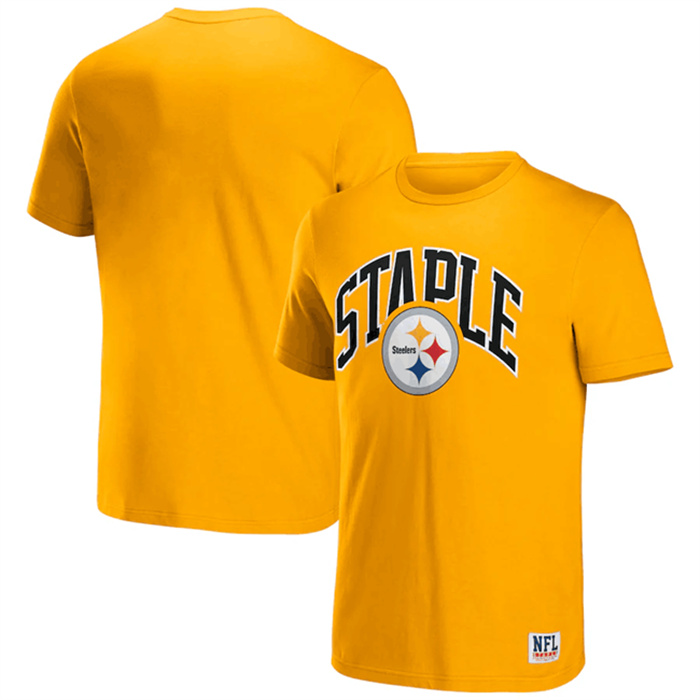 Men's Pittsburgh Steelers X Staple Gold Logo Lockup T-Shirt Men's Pittsburgh Steelers X Staple Gold Logo Lockup T-Shirt