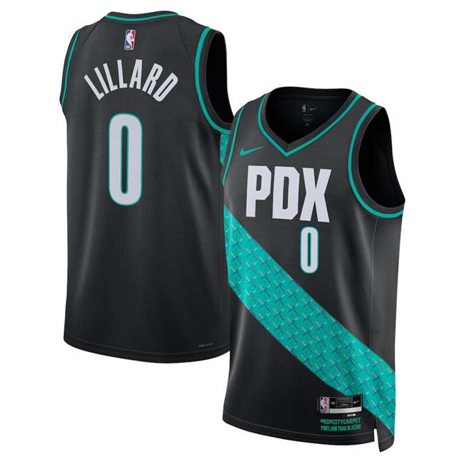 Men's Portland Trail Blazers #0 Damian Lillard Black 2025 26 City Edition Edition Stitched Basketball Jersey Men's Portland Trail Blazers #0 Damian Lillard Black 2025 26 City Edition Edition Stitched Basketball Jersey