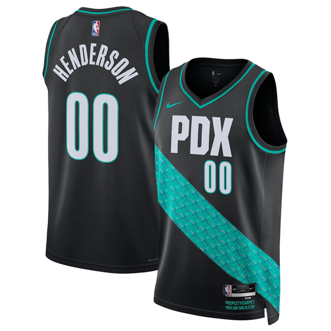 Men's Portland Trail Blazers #00 Scoot Henderson Black 2025 26 City Edition Edition Stitched Basketball Jersey Men's Portland Trail Blazers #00 Scoot Henderson Black 2025 26 City Edition Edition Stitched Basketball Jersey