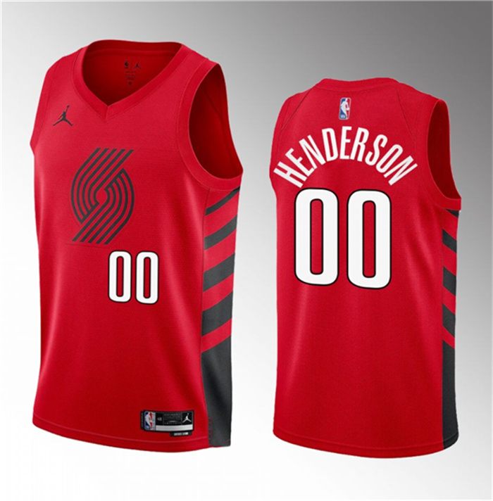 Men's Portland Trail Blazers #00 Scoot Henderson Red 2023 Draft Statement Edition Stitched Basketball Jersey Men's Portland Trail Blazers #00 Scoot Henderson Red 2023 Draft Statement Edition Stitched Basketball Jersey