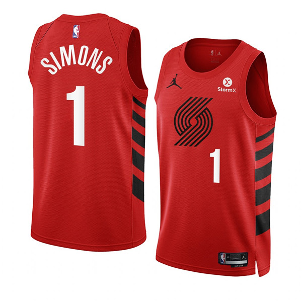 Men's Portland Trail Blazers #1 Anfernee Simons 2022 23 Red Statement Edition Swingman Stitched Basketball Jersey Men's Portland Trail Blazers #1 Anfernee Simons 2022 23 Red Statement Edition Swingman Stitched Basketball Jersey