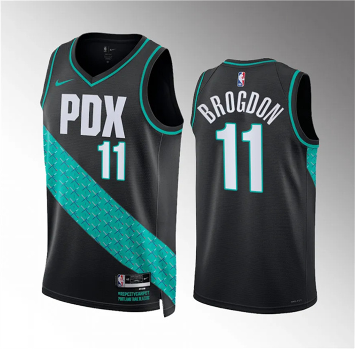 Men's Portland Trail Blazers #11 Malcolm Brogdon 2022 23 Black City Edition Stitched Basketball Jersey Men's Portland Trail Blazers #11 Malcolm Brogdon 2022 23 Black City Edition Stitched Basketball Jersey