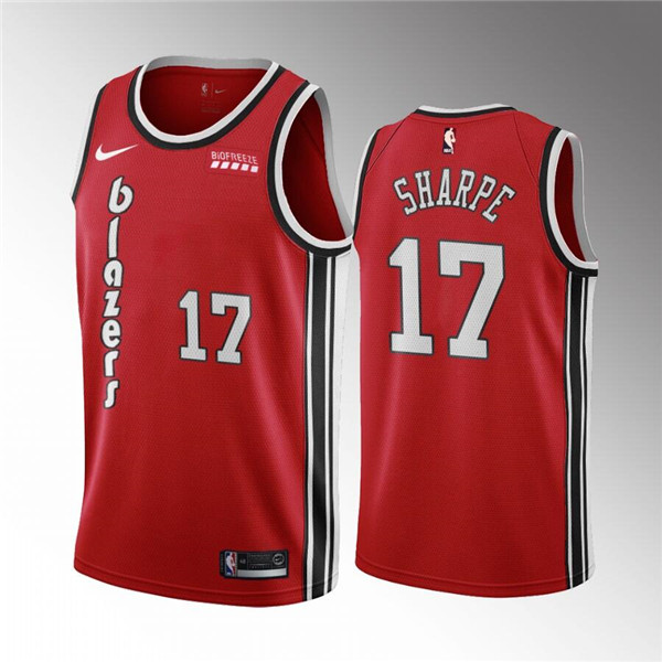 Men's Portland Trail Blazers #17 Shaedon Sharpe Red Classic Edition Stitched Basketball Jersey Men's Portland Trail Blazers #17 Shaedon Sharpe Red Classic Edition Stitched Basketball Jersey