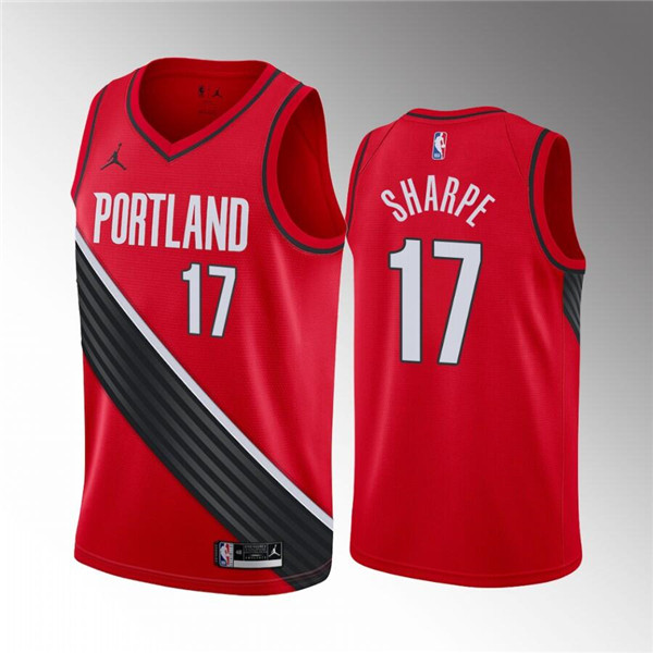 Men's Portland Trail Blazers #17 Shaedon Sharpe Red Statement Edition Stitched Basketball Jersey Men's Portland Trail Blazers #17 Shaedon Sharpe Red Statement Edition Stitched Basketball Jersey