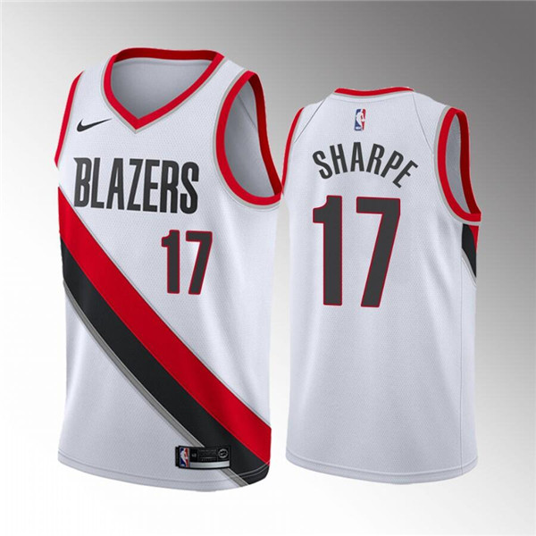 Men's Portland Trail Blazers #17 Shaedon Sharpe White Association Edition Stitched Basketball Jersey Men's Portland Trail Blazers #17 Shaedon Sharpe White Association Edition Stitched Basketball Jersey