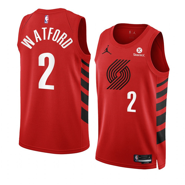 Men's Portland Trail Blazers #2 Trendon Watford 2022 23 Red Statement Edition Swingman Stitched Basketball Jersey Men's Portland Trail Blazers #2 Trendon Watford 2022 23 Red Statement Edition Swingman Stitched Basketball Jersey