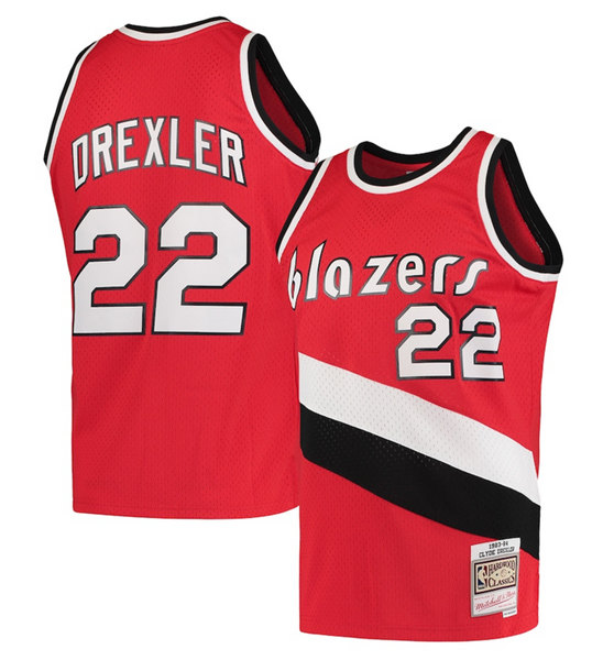 Men's Portland Trail Blazers #22 Clyde Drexler Red Throwback Stitched Basketball Jersey Men's Portland Trail Blazers #22 Clyde Drexler Red Throwback Stitched Basketball Jersey
