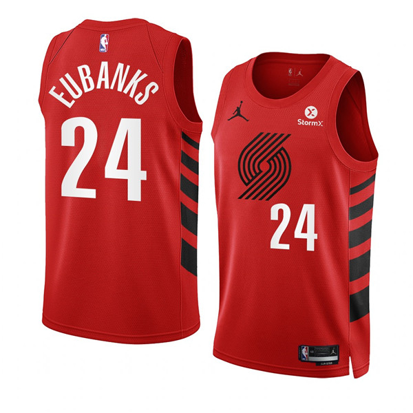 Men's Portland Trail Blazers #24 Drew Eubanks 2022 23 Red Statement Edition Swingman Stitched Basketball Jersey Men's Portland Trail Blazers #24 Drew Eubanks 2022 23 Red Statement Edition Swingman Stitched Basketball Jersey