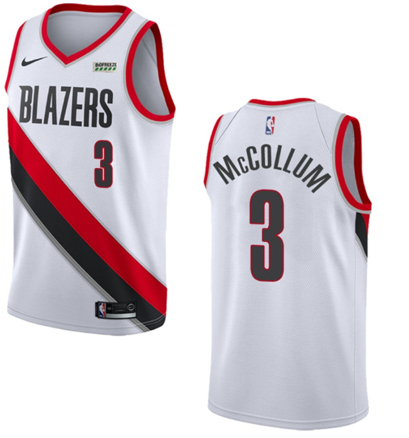 Men's Portland Trail Blazers #3 C.J. McCollum White Stitched Basketball Jersey Men's Portland Trail Blazers #3 C.J. McCollum White Stitched Basketball Jersey