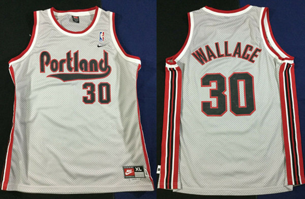Men's Portland Trail Blazers #30 Rasheed Wallace Gray Stitched Basketball Jersey Men's Portland Trail Blazers #30 Rasheed Wallace Gray Stitched Basketball Jersey