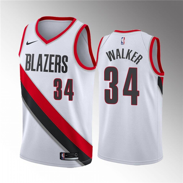 Men's Portland Trail Blazers #34 Jabari Walker White Association Edition Stitched Basketball Jersey Men's Portland Trail Blazers #34 Jabari Walker White Association Edition Stitched Basketball Jersey