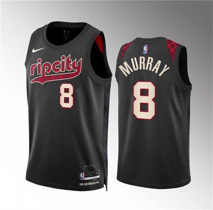 Men's Portland Trail Blazers #8 Kris Murray Black 2023 24 City Edition Stitched Basketball Jersey Men's Portland Trail Blazers #8 Kris Murray Black 2023 24 City Edition Stitched Basketball Jersey