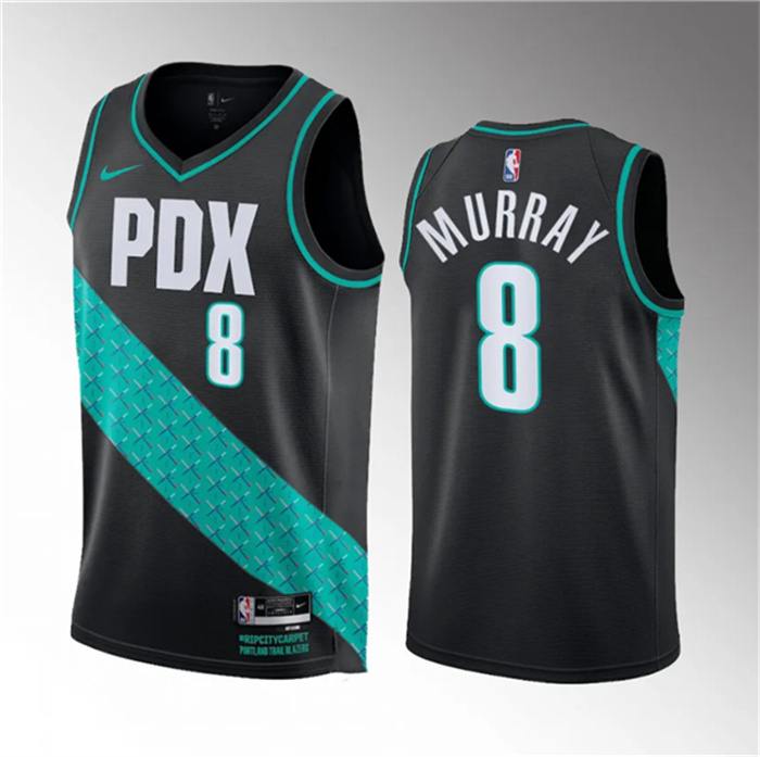 Men's Portland Trail Blazers #8 Kris Murray Black 2023 Draft City Edition Stitched Basketball Jersey Men's Portland Trail Blazers #8 Kris Murray Black 2023 Draft City Edition Stitched Basketball Jersey