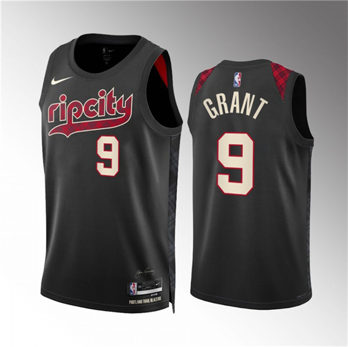 Men's Portland Trail Blazers #9 Jerami Grant Black 2023 24 City Edition Stitched Basketball Jersey Men's Portland Trail Blazers #9 Jerami Grant Black 2023 24 City Edition Stitched Basketball Jersey