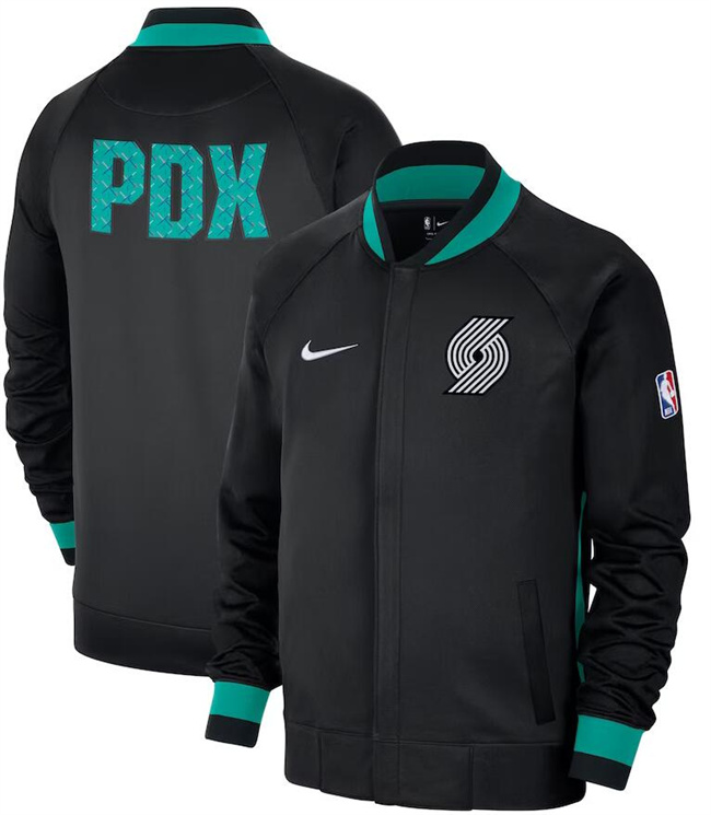 Men's Portland Trail Blazers Black 2022 23 City Edition Showtime Thermaflex Full-Zip Jacket Men's Portland Trail Blazers Black 2022 23 City Edition Showtime Thermaflex Full-Zip Jacket