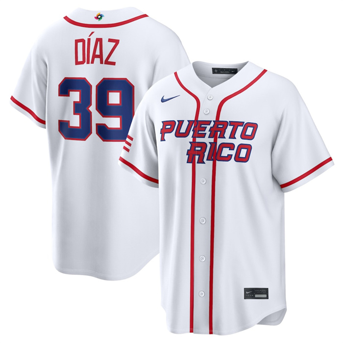 Men's Puerto Rico Baseball #39 Edwin Díaz White 2026 World Baseball Classic Home Stadium Stitched Jersey Men's Puerto Rico Baseball #39 Edwin Díaz White 2026 World Baseball Classic Home Stadium Stitched Jersey
