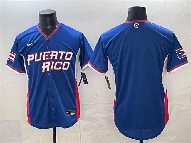 Men's Puerto Rico Baseball Blank Blue 2026 World Baseball Classic Road Stadium Stitched Jersey Men's Puerto Rico Baseball Blank Blue 2026 World Baseball Classic Road Stadium Stitched Jersey