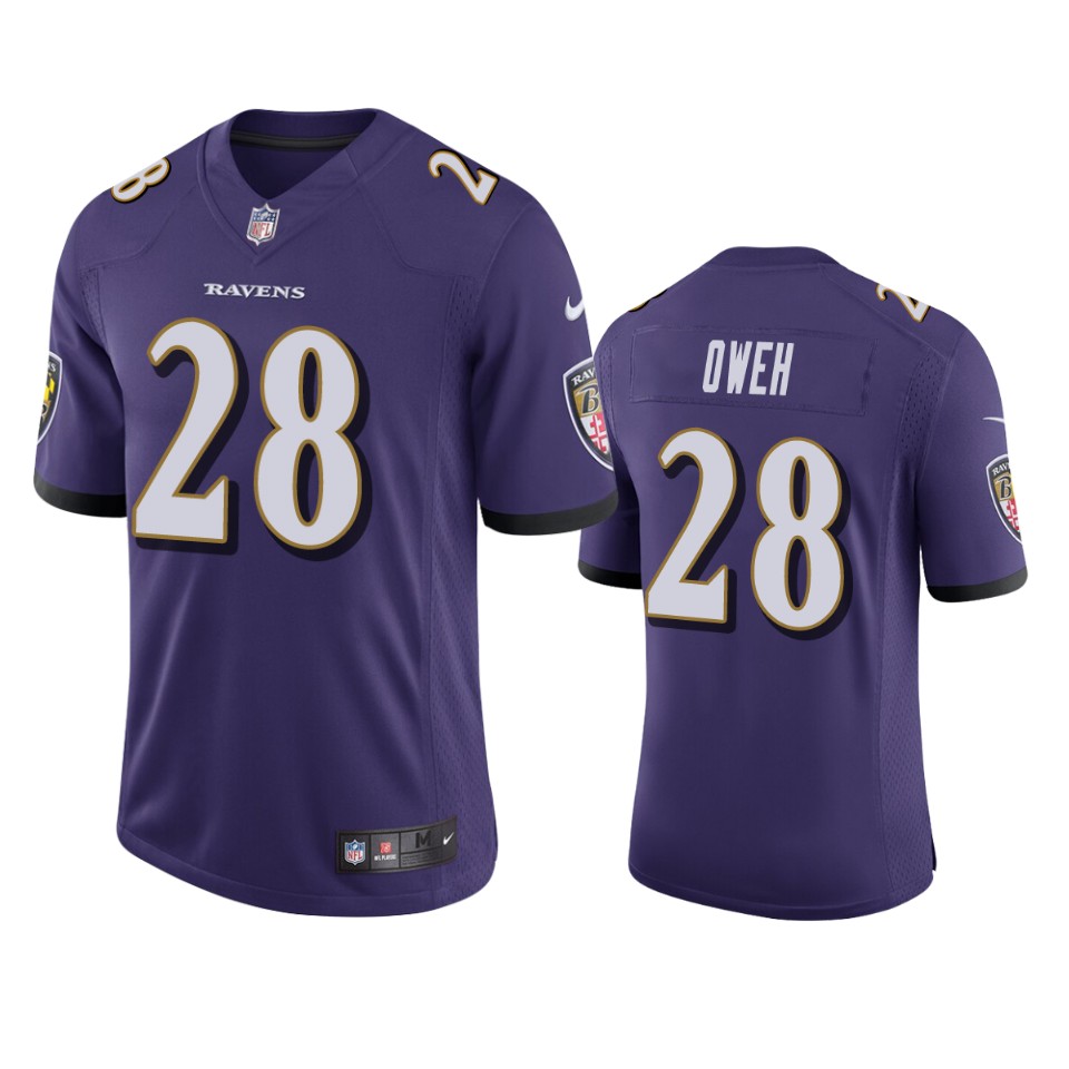 Men's Ravens #28 Jayson Oweh Purple Vapor Limited 2021 NFL Draft Jersey Men's Ravens #28 Jayson Oweh Purple Vapor Limited 2021 NFL Draft Jersey