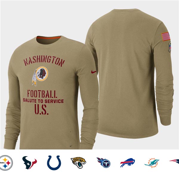 Men's Redskins Tan 2019 Salute to Service Sideline Long Sleeve T-Shirt Men's Redskins Tan 2019 Salute to Service Sideline Long Sleeve T-Shirt
