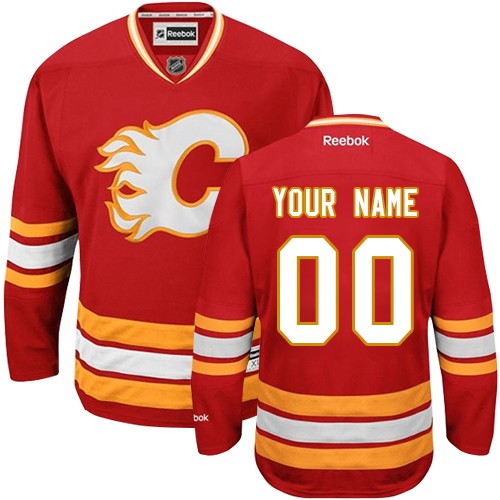 Men's Reebok Calgary Flames Customized Authentic Red Third NHL Jersey Men's Reebok Calgary Flames Customized Authentic Red Third NHL Jersey