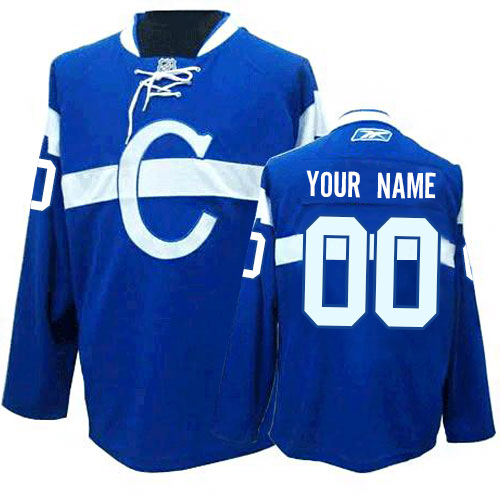 Men's Reebok Montreal Canadiens Customized Authentic Blue Third NHL Jersey Men's Reebok Montreal Canadiens Customized Authentic Blue Third NHL Jersey