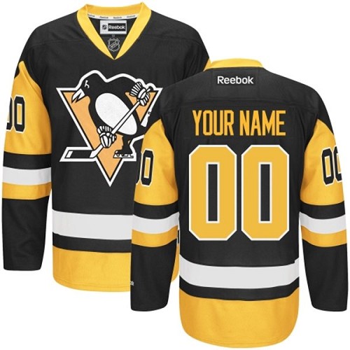 Men's Reebok Pittsburgh Penguins Customized Authentic Black Gold Third NHL Jersey Men's Reebok Pittsburgh Penguins Customized Authentic Black Gold Third NHL Jersey