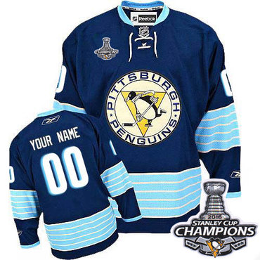 Men's Reebok Pittsburgh Penguins Customized Authentic Navy Blue Third Vintage 2016 Stanley Cup Champions NHL Jersey Men's Reebok Pittsburgh Penguins Customized Authentic Navy Blue Third Vintage 2016 Stanley Cup Champions NHL Jersey
