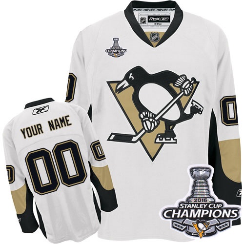 Men's Reebok Pittsburgh Penguins Customized Authentic White Away 2016 Stanley Cup Champions NHL Jersey Men's Reebok Pittsburgh Penguins Customized Authentic White Away 2016 Stanley Cup Champions NHL Jersey