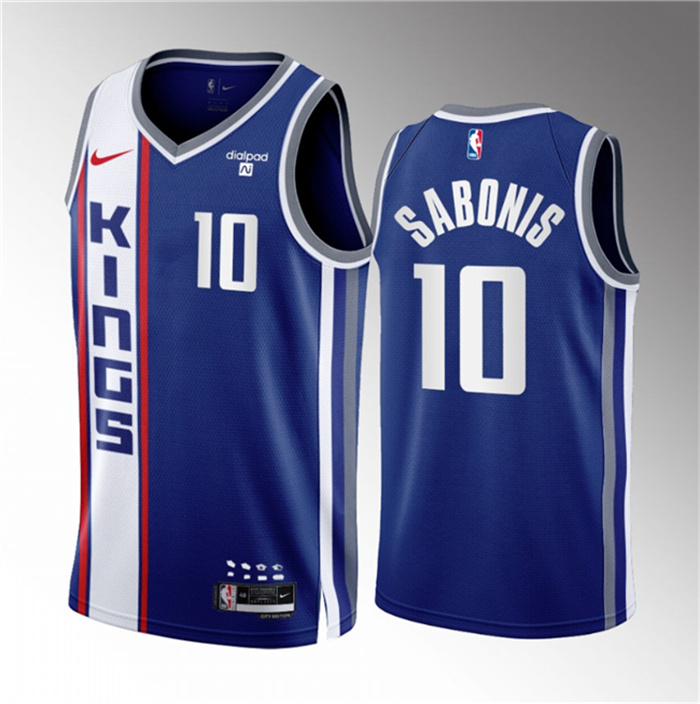 Men's Sacramento Kings #10 Domantas Sabonis Blue 2023 24 City Edition Stitched Basketball Jersey Men's Sacramento Kings #10 Domantas Sabonis Blue 2023 24 City Edition Stitched Basketball Jersey