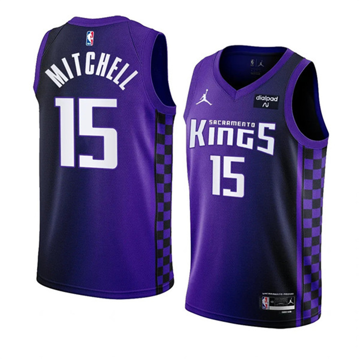 Men's Sacramento Kings #15 Davion Mitchell Purple 2023 24 Statement Edition Swingman Stitched Basketball Jersey Men's Sacramento Kings #15 Davion Mitchell Purple 2023 24 Statement Edition Swingman Stitched Basketball Jersey