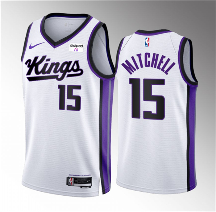 Men's Sacramento Kings #15 Davion Mitchell White 2023 24 Association Edition Stitched Basketball Jersey Men's Sacramento Kings #15 Davion Mitchell White 2023 24 Association Edition Stitched Basketball Jersey