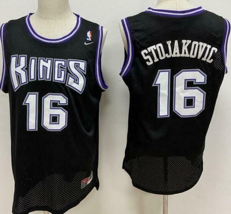 Men's Sacramento Kings #16 Peja Stojakovic Black Soul Swingman Jersey Men's Sacramento Kings #16 Peja Stojakovic Black Soul Swingman Jersey