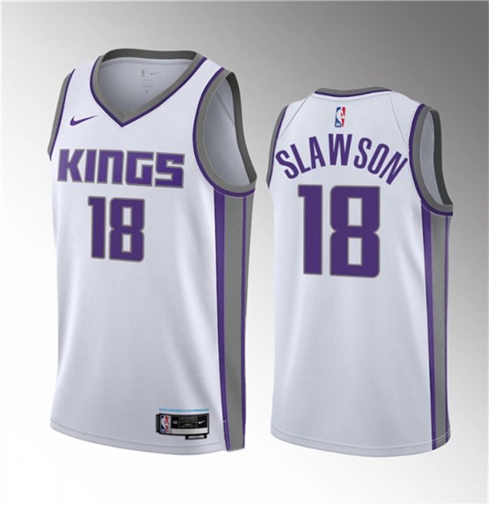 Men's Sacramento Kings #18 Jalen Slawson White 2023 Draft Association Edition Stitched Jersey Men's Sacramento Kings #18 Jalen Slawson White 2023 Draft Association Edition Stitched Jersey