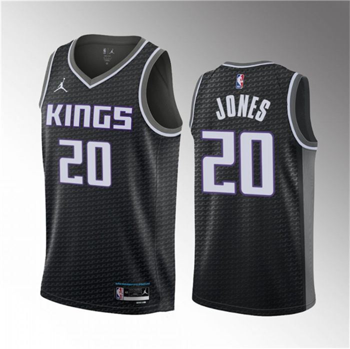 Men's Sacramento Kings #20 Colby Jones Black 2023 Draft Statement Edition Stitched Jersey Men's Sacramento Kings #20 Colby Jones Black 2023 Draft Statement Edition Stitched Jersey
