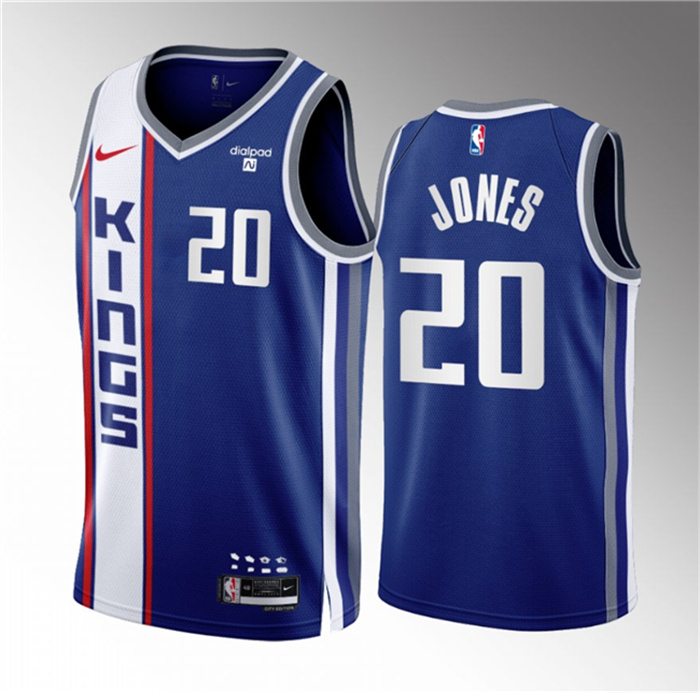 Men's Sacramento Kings #20 Colby Jones Blue 2023 24 City Edition Stitched Basketball Jersey Men's Sacramento Kings #20 Colby Jones Blue 2023 24 City Edition Stitched Basketball Jersey