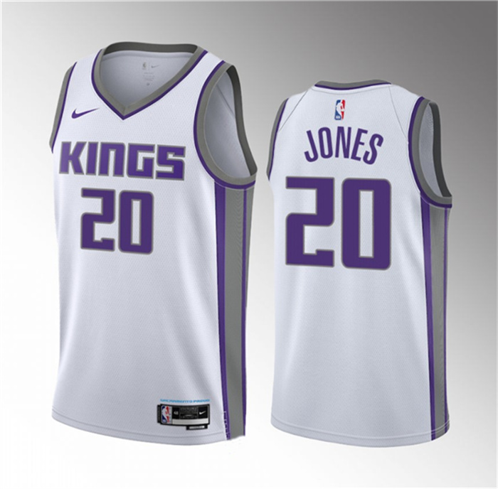 Men's Sacramento Kings #20 Colby Jones White 2023 Draft Association Edition Stitched Jersey Men's Sacramento Kings #20 Colby Jones White 2023 Draft Association Edition Stitched Jersey