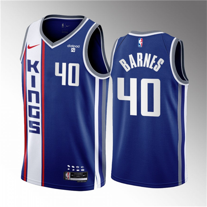 Men's Sacramento Kings #40 Harrison Barnes Blue 2023 24 City Edition Stitched Basketball Jersey Men's Sacramento Kings #40 Harrison Barnes Blue 2023 24 City Edition Stitched Basketball Jersey
