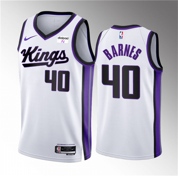 Men's Sacramento Kings #40 Harrison Barnes White 2023 24 Association Edition Swingman Stitched Basketball Jersey Men's Sacramento Kings #40 Harrison Barnes White 2023 24 Association Edition Swingman Stitched Basketball Jersey