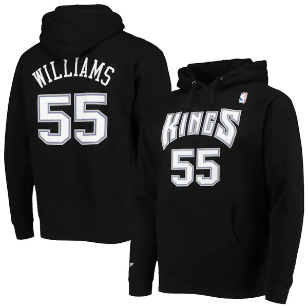 Men's Sacramento Kings #55 Jason Williams 2021 Black Pullover Hoodie Men's Sacramento Kings #55 Jason Williams 2021 Black Pullover Hoodie