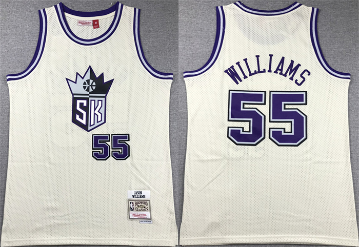 Men's Sacramento Kings #55 Jason Williams White Throwback Stitched Jersey Men's Sacramento Kings #55 Jason Williams White Throwback Stitched Jersey