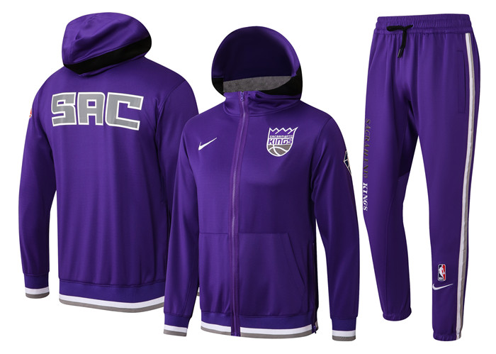 Men's Sacramento Kings 75th Anniversary Purple Performance Showtime Full-Zip Hoodie Jacket And Pants Suit Men's Sacramento Kings 75th Anniversary Purple Performance Showtime Full-Zip Hoodie Jacket And Pants Suit