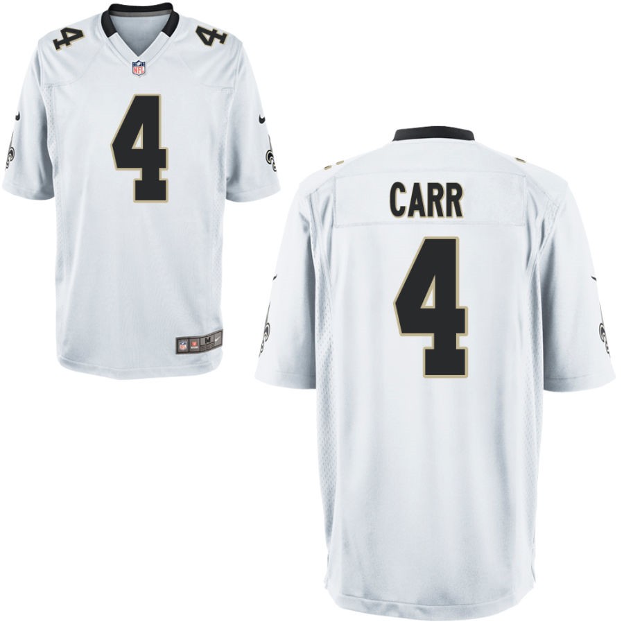 Men's Saints #4 Derek Carr white Limited Stitched Jersey