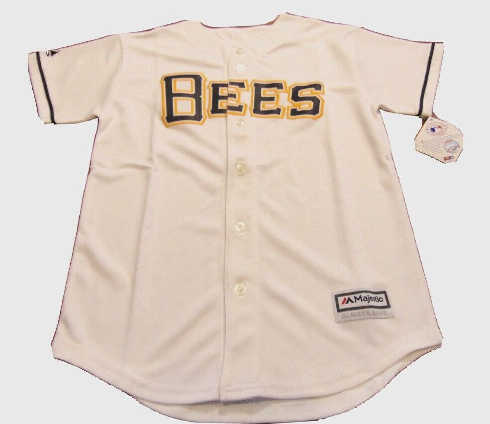 Men's Salt Lake Bees Blank Cream Stitched Baseball Jersey Men's Salt Lake Bees Blank Cream Stitched Baseball Jersey
