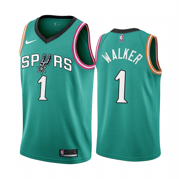 Men's San Antonio Spurs #1 Lonnie Walker 2022 23 Teal City Edition Stitched Jersey