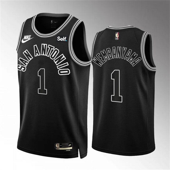Men's San Antonio Spurs #1 Victor Wembanyama Black 2022 23 Classic Edition Stitched Basketball Jersey Men's San Antonio Spurs #1 Victor Wembanyama Black 2022 23 Classic Edition Stitched Basketball Jersey