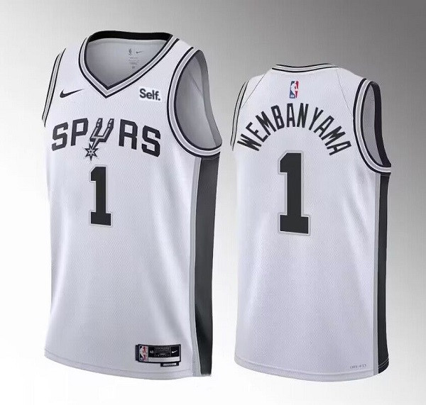 Men's San Antonio Spurs #1 Victor Wembanyama White 2022 23 Association Edition Stitched Basketball Jersey