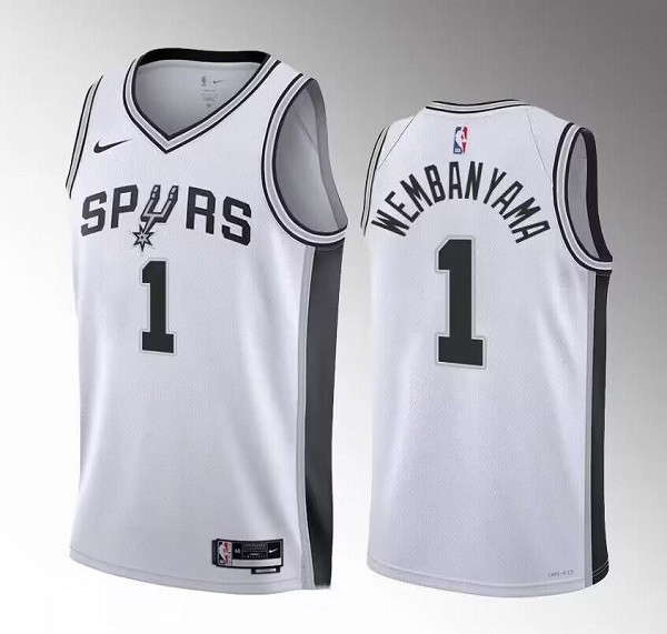 Men's San Antonio Spurs #1 Victor Wembanyama White 2022 23 Association Edition Stitched Basketball JerseyS
